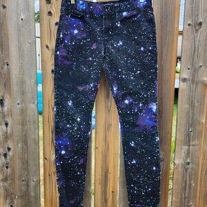 HOT TOPIC XXX RUDE Galaxy Print Skinny Jeans Size 32